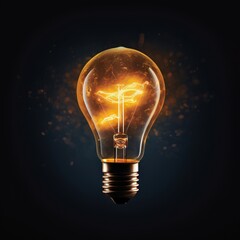 Glowing light bulb on dark background. Innovation concept.