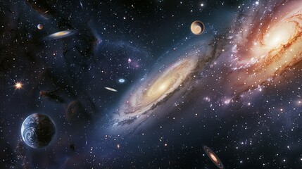 Fototapeta premium Star-Filled Night Sky: Galaxies and Deep Space