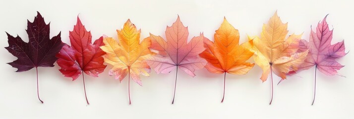 Obraz premium Colorful Maple Leaves on Artistic Background: Vibrant Autumn Foliage Display.