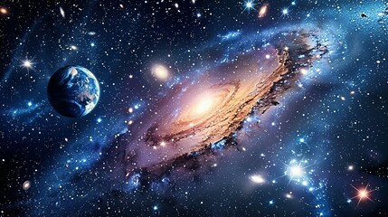 Obraz premium Starry Night Collage: Deep Space and Galaxies