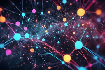 Obraz premium A colorful image of many small dots that are connected to each other