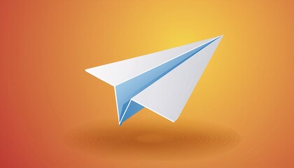 Fototapeta premium Paper airplane on orange background