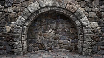 Background Stone,Rustic stone archway with a broad area for advertisements or promotional content.