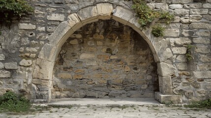 Background Stone,Rustic stone archway with a broad area for advertisements or promotional content.