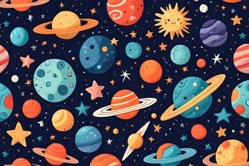 Naklejka premium A colorful space scene with planets and stars