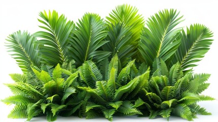 Fototapeta premium Photo of Sago Palm Leaves - Cycas spp. position center isolate on white background, clear focus, soft lighting