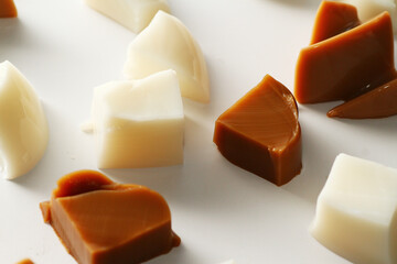 Close up of jelly pudding made up of caffeine as dessert