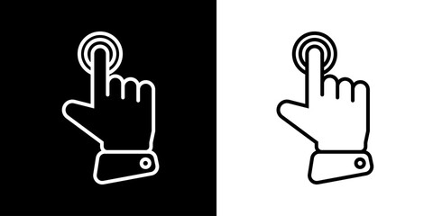 Finger gesture icon. Finger touch icon. Black icon. Click. Finger. 
