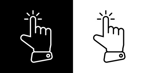 Finger gesture icon. Finger touch icon. Black icon. Click. Finger. 

