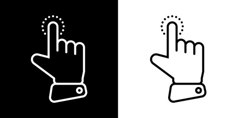 Finger gesture icon. Finger touch icon. Black icon. Click. Finger. 
