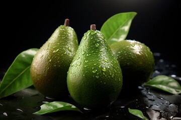 avocado with water drops, generative ai