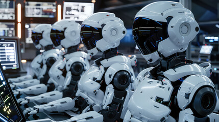 Advanced robots working in high-tech control room environment