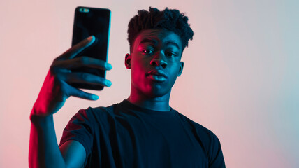 Digital Self-Expression: Young Man Engages with Social Media on Smartphone