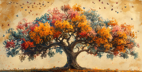 an exquisite family tree artwork showcasing lineage branches on a plain background, embodying the concept of ancestry and heritage