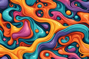 Obraz premium A colorful abstract painting with a lot of swirls and dots