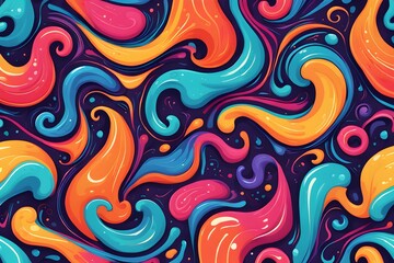 Fototapeta premium A colorful abstract painting with swirls and splatters of paint