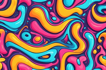 A colorful abstract painting with a lot of swirls and splatters