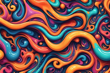 Obraz premium A colorful abstract painting with a lot of swirls and splatters of paint