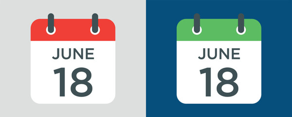 calendar - June 18 icon illustration isolated vector sign symbol