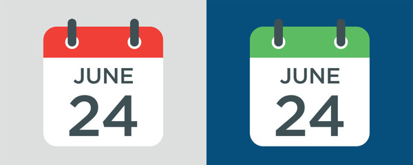calendar - June 24 icon illustration isolated vector sign symbol