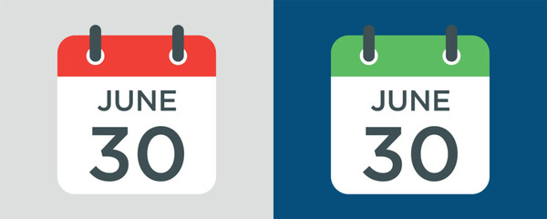 calendar - June 30 icon illustration isolated vector sign symbol