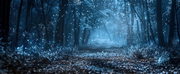 Abstract Enchanted Forest With Magical Light, Background