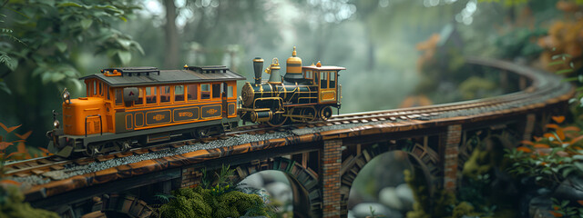 mockup illustration with cute little train