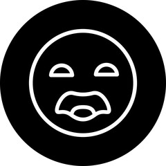 emoji sad Line White Circle Black Icon Design