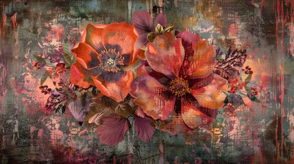 Textile flower design in a digital format featuring an exquisite backdrop