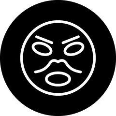 emoji angry man Line White Circle Black Icon Design