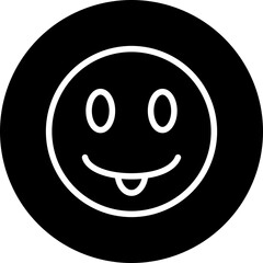 emoji tongue out Line White Circle Black Icon Design