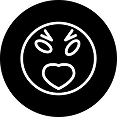emoji angry love Line White Circle Black Icon Design