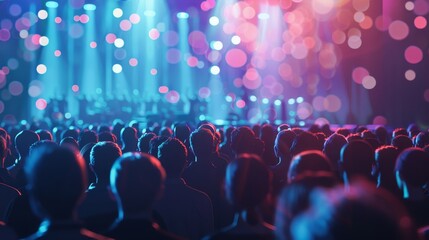 A digital crowd gathered around a virtual stage eagerly awaiting the announcement of the next big cryptocurrency project.