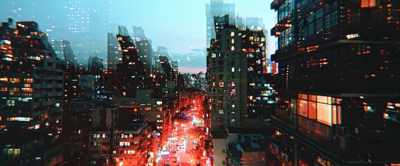Fototapeta premium Abstract Cityscape With Glitch Effects, Background