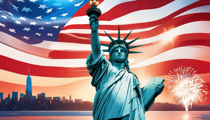Naklejka premium Independence Day Celebration Wallpaper: 4th of July in the United States