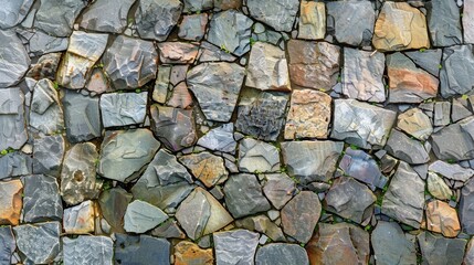 Obraz premium Background Stone,Natural stone pavement with a prominent empty area for design inserts or product displays.