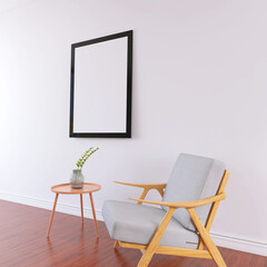 Wall Poster Photo Frame Mockup with Beautiful Interior. 3D Render