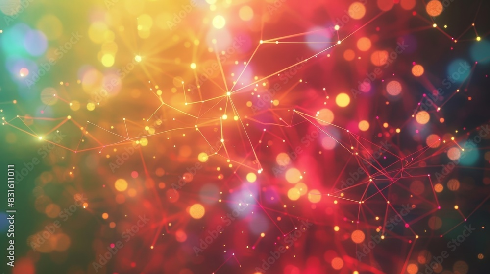 Poster an explosion of color and light as nodes and connections multiply and spread outwards in the evergro
