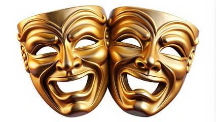Theatrical masks isolated on white background