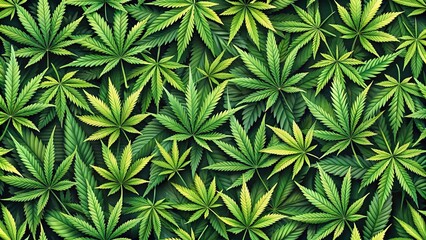 Continuous backdrop of marijuana foliage