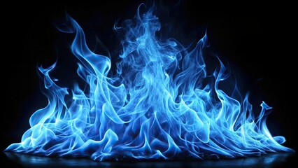 Blue fire burning brightly in isolation