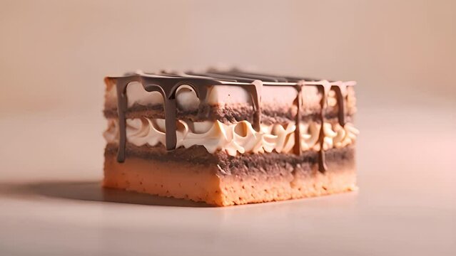 Delicious Layered Cake with Chocolate Drizzle with Ai generated.

