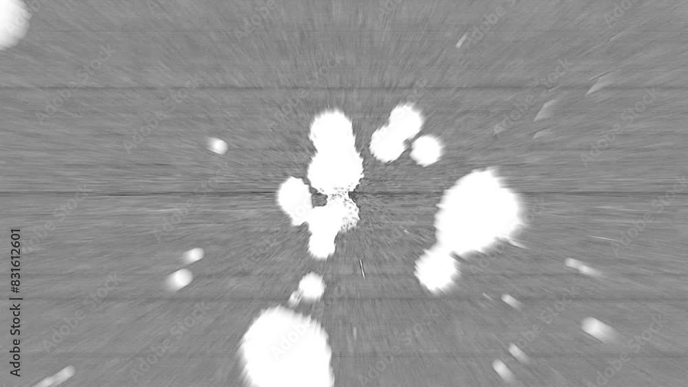 Poster white splatters and splashes fast animation on a grey background