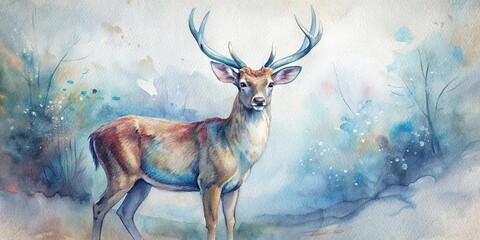 Beautiful male deer in a pencil sketch style, created using generative and watercolor techniques