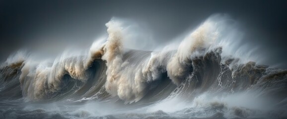 Fototapeta premium Abstract Stormy Sea With Jagged Waves, Background