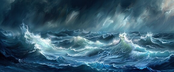 Abstract Stormy Sea With Turbulent, Angular Waves, Background
