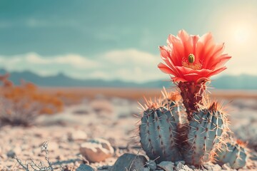 Blooming cactus flower emoji in the desert