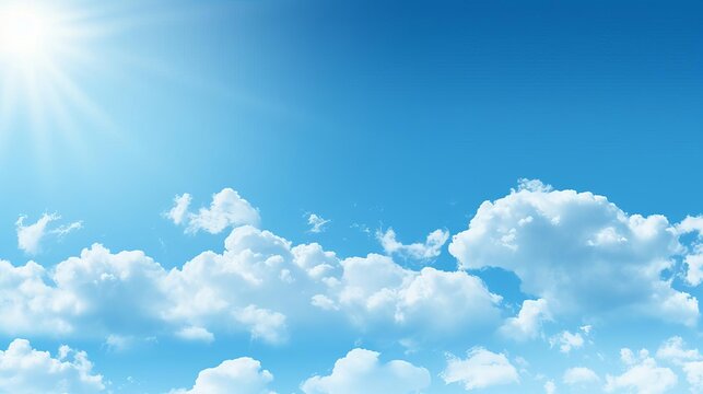 Clear sky with minimal clouds and a bright sun, perfect for a simple and cheerful wallpaper