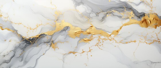 Intricate marble texture in white and gold veins