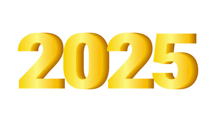 2025 new year asian chinese. Digit design. Happy new year text design template gold color. Isolated white background. For postcard calendar banner web page. Vector illustration.